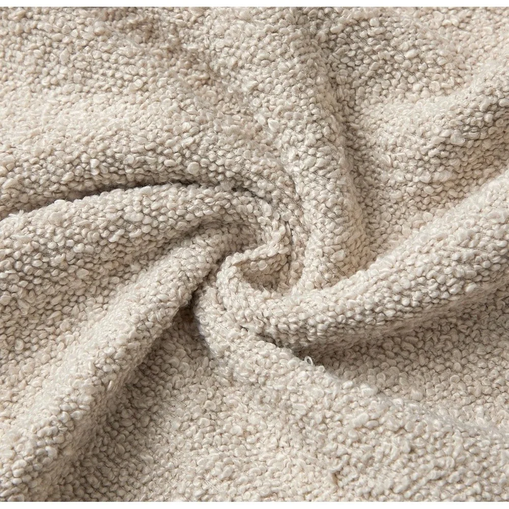 Boucle Throw Pillow Covers Set (2) Beige 26x26 Textured Cushion Hidden Zip NEW